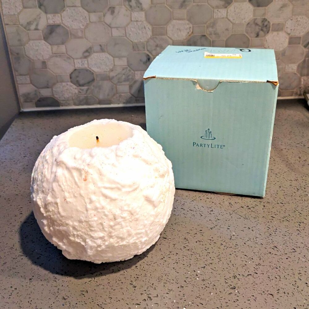 PartyLite Q68102 Large White Decorative Single Wick Ball Candle Unscented